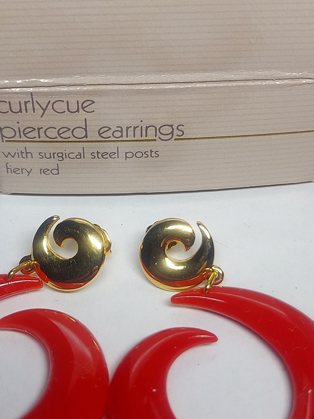 Vintage Avon Curlycue Fiery Red Earrings